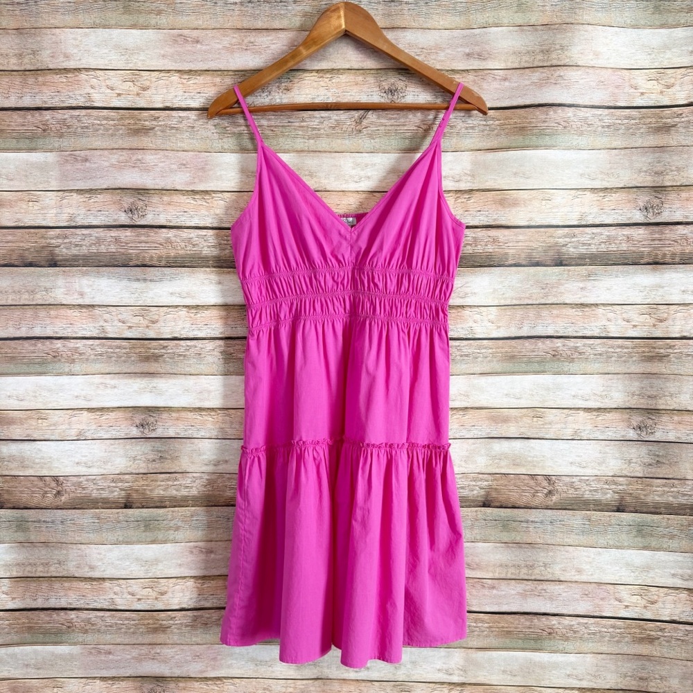 Rails Women's Carmen Pink Azalea Smocked Mini Tiered Sun Dress Size Medium